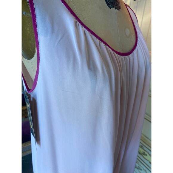 vintage 1960s pink and magenta striped nightgown 60s nightie medium mod lingerie - Picture 5 of 8